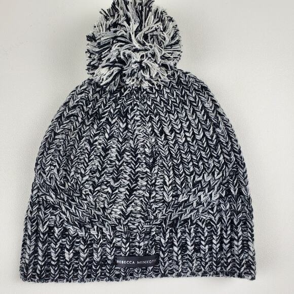 Rebecca Minkoff Marled Knit Pom Beanie Hat Hand Arm Warmer Set Women's - Picture 4 of 10